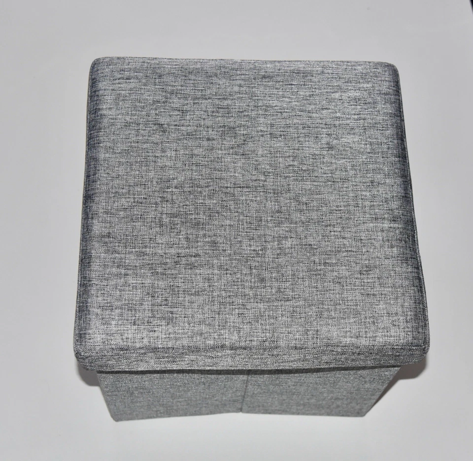 Atlantic Storage Ottoman 17x17 Square Light Grey Gray Small With Feet 67336042 - Image 3 of 3