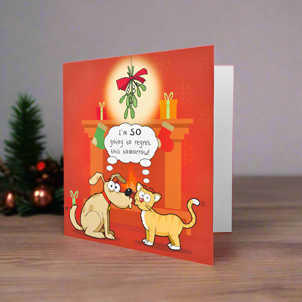 Funny Cat & Dog Christmas Card Greetings Cards for Cats and Dogs Lovers Xmas