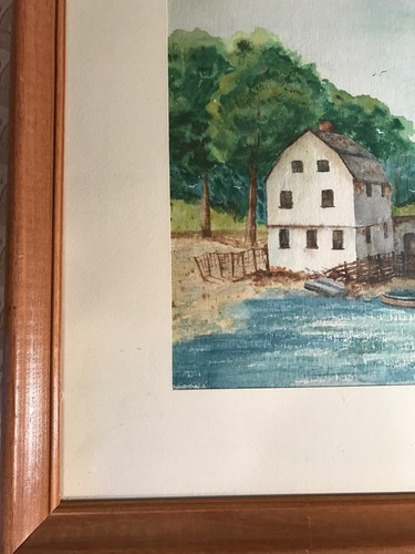Jan Hartman "Lakeside Home And Docked Boat Scene" Watercolor Painting - Framed - Picture 5 of 12
