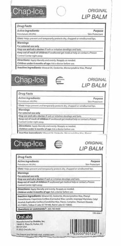 9 CHAP ICE ORIGINAL LIP BALM SOOTHE MOISTURIZE DRY CHAPPED LIPS CHAPSTICK - Picture 3 of 3