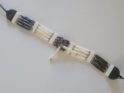 Buffalo Bone 4 Line Choker Tribal Native American Necklace Brown White Two Tone