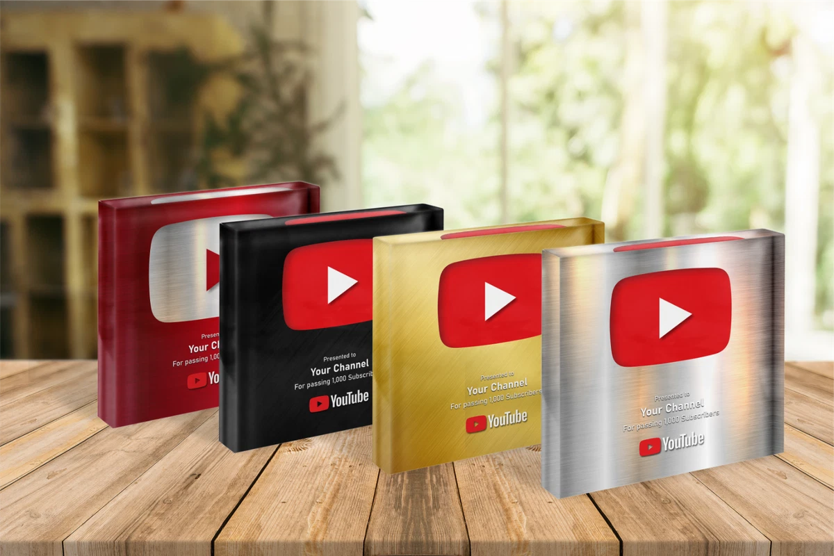 Custom Social Media Award, Plaque Creator play button award,  play  button