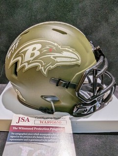 BALTIMORE RAVENS ODAFE JAYSON OWEH AUTOGRAPHED SIGNED SALUTE MINI HELMET JSA COA
