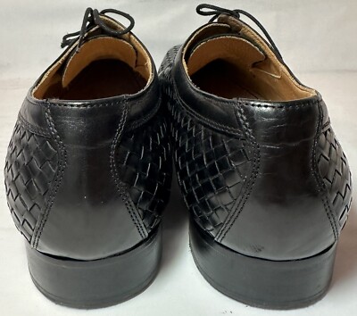 Paul Fredrick Black Leather Cap-Toe Derby Lace-Up Shoes Paul Fredrick Mens Shoes Size 13 White With Black Cap Toe  main image 2