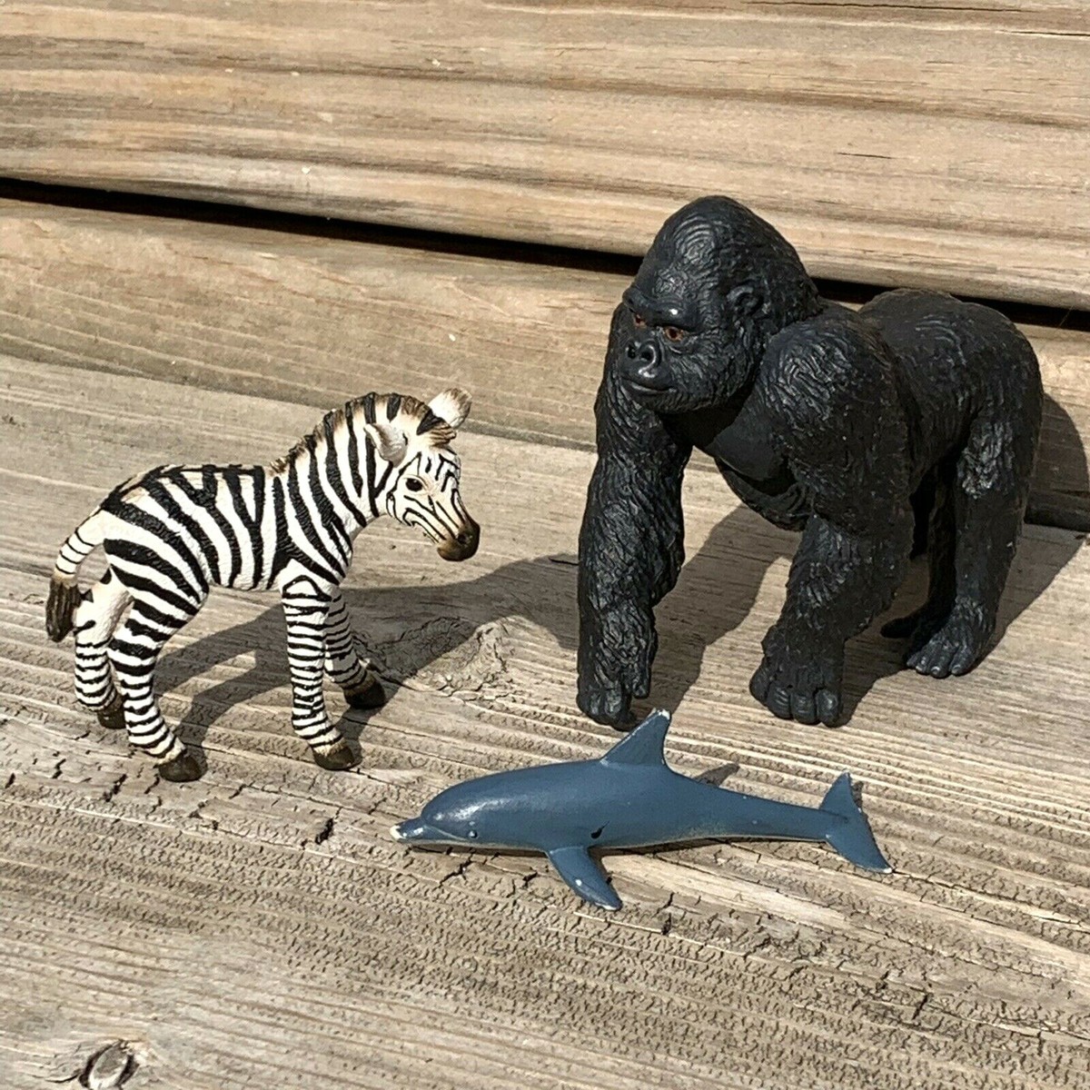 Scleich and Safari Ltd Lot Gorilla Male Dolphin Zebra Animals Set - Main Image