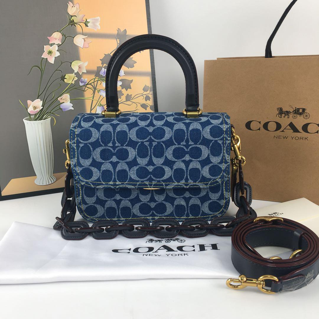 COACH Rogue Top Handle Bag In Signature Denim Blue CR694 outlet New