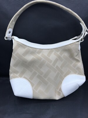 Womens Talbots over the shoulder Beige & White pocketbook bag purse  A6