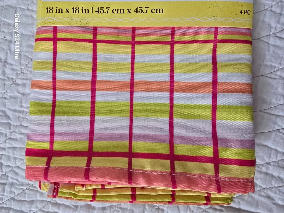 NEW Ashland 8 PC Cloth Plaid Napkins Summer Celebrations 16"X18" Set Of 2 NIP - Image 2 of 4