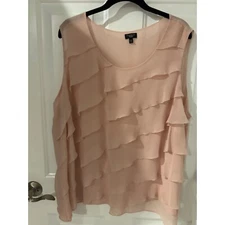 Talbots Ruffle Sleeveless Blouse Top Layered Pink Party Casual 22W