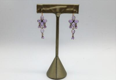 JANE DIAZ 10KT YELLOW GOLD AMETHYST DROP EARRINGS