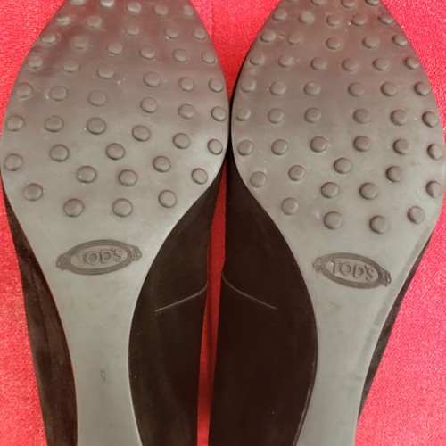 Tod's Wedge Pumps Heels Shoes Suede Black Slip on Women’s US 8 EU 38 - Picture 11 of 13