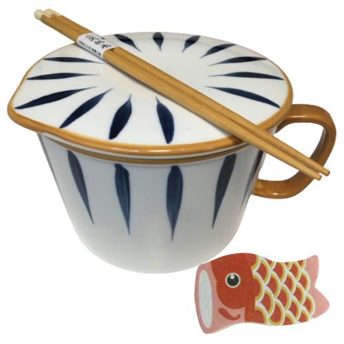 Large Ceramic Ramen Bowl - Microwave Safe Noodle Soup Bowl & chopsticks & lid - 第 5/7 張圖片