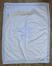 Just Born Blue Star Baby Blanket Gray White Stripe Dot Faux Fur