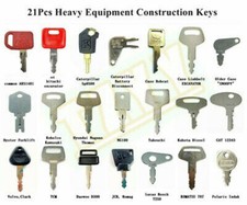 21 Key Set for Heavy Construction Equipment Komatsu CAT JD Case JCB