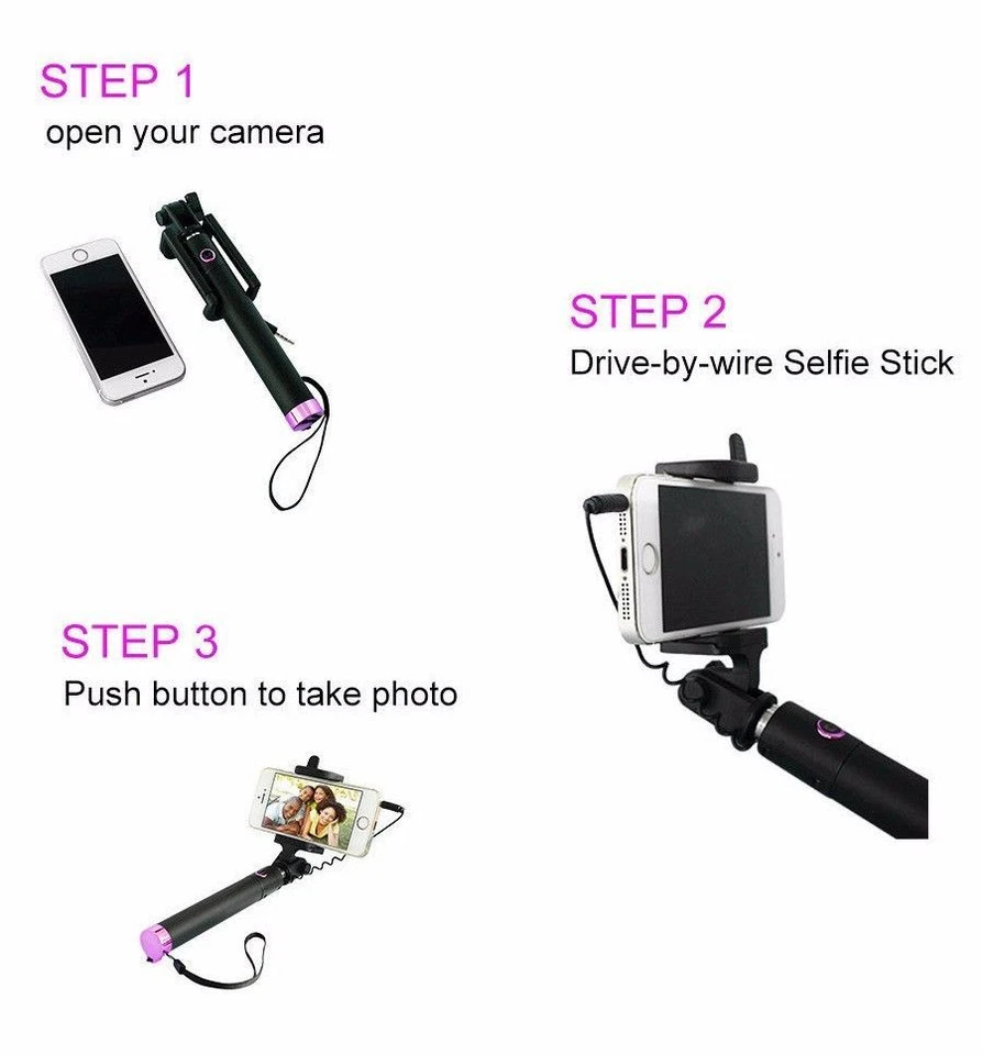 Nuevo Mini Palo Selfie Extensible Portátil 3ª Generación para iPhone IOS Adriod Foto 4 de 4