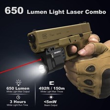 650 Lumen Pistol Laser Light Combo Handgun Laser Flashlight Green/Blue/Red Sight