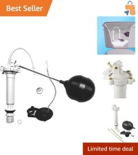 Durable Toilet Fill Valve, Universal Flapper  Float Kit - Easy Installation