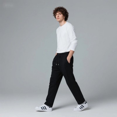 2025 new large men's four-color solid color straight leg casual pants, loose str