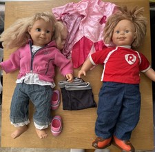 SMOBY ROBBIE & ROSIE DOLLS WITH CLOTHES & EXTRA CLOTHES  24inch 