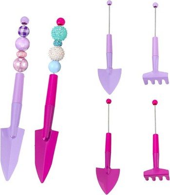 6 Packs Beadable Mini Gardening Tools Portable Metal Blank Bar Garden Hand