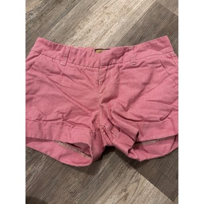 Dear John Red White Pinstripe Cuffed Shorts Womens Size 28 Modern Luxury Preppy