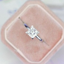Solitär-Verlobungsring 2 kt Princess-Schliff Diamant 14 kt Weißgold-Finish Größe M