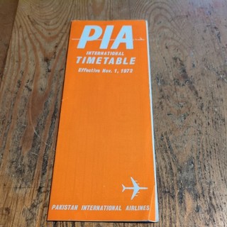 1972 PIA PAKISTAN INTERNATIONAL AIRLINES FAHRPLAN AUSKLAPPBAR