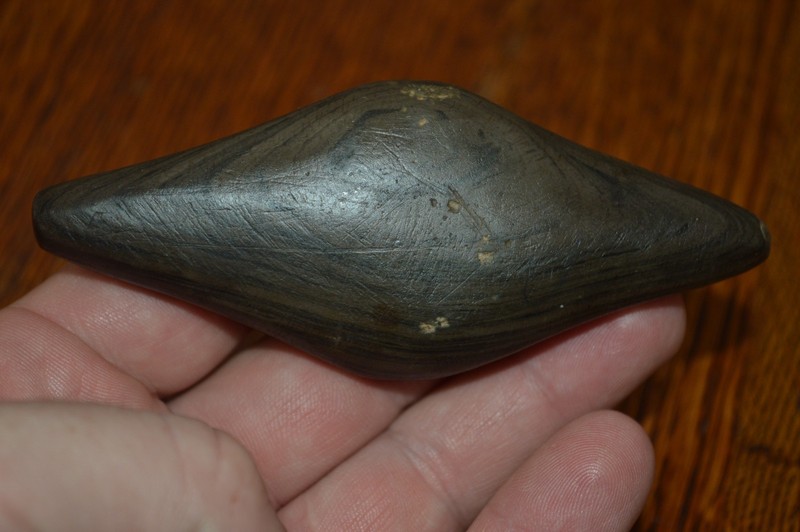 Undrilled Banded Slate Adena Expanded Center Gorget Logan Co, Illinois 4 x 1.5/8