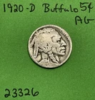 1920-D Buffalo 🦬 Indian Head Nickel 5c Ag About Good