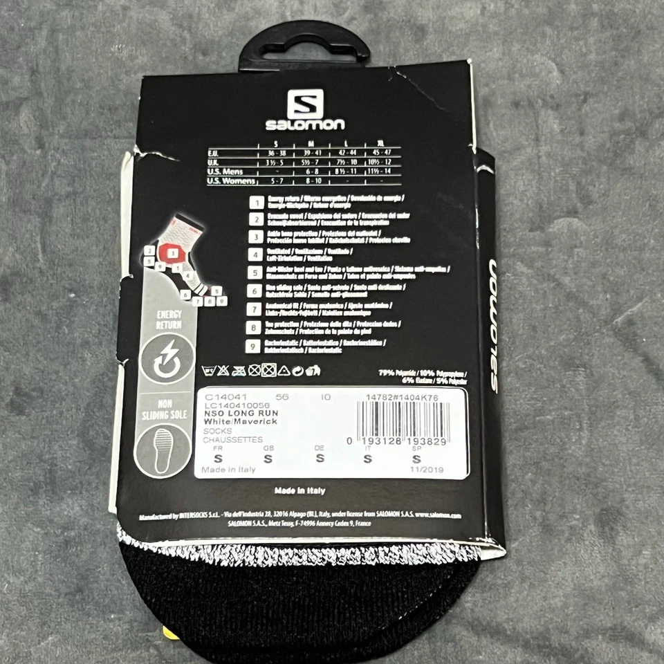 Calcetines para correr Salomon NSO Long Run blancos Maverick Crew - talla pequeña Foto 2 de 4