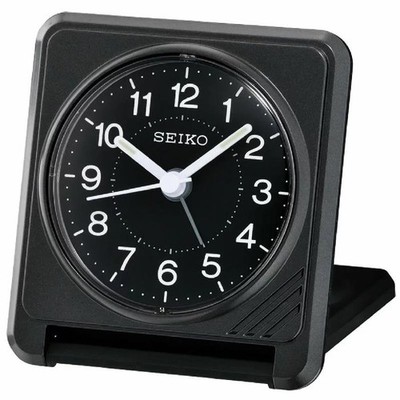 SEIKO - Reisewecker QHT015K, Quarzuhrwerk, schwarz, arabische Zahlen