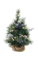 artplants KüNstlicher Weihnachtsbaum Cedo, Jutesack, Zapfen, GrüN-Silber, 45Cm