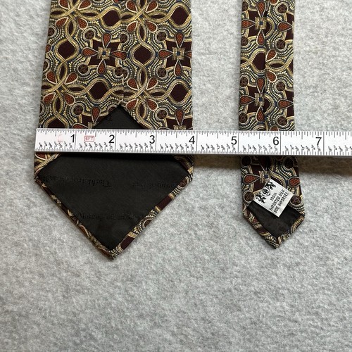 Metropolitan Museum Of Art Neck Tie Silk Gold Brown Jewelry Flower Pattern MOMA - Picture 6 of 8