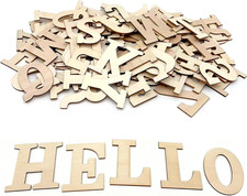 96Pcs Wooden Letters for Crafts, 3 Inch Unfinished Capital Wooden Alphabet
