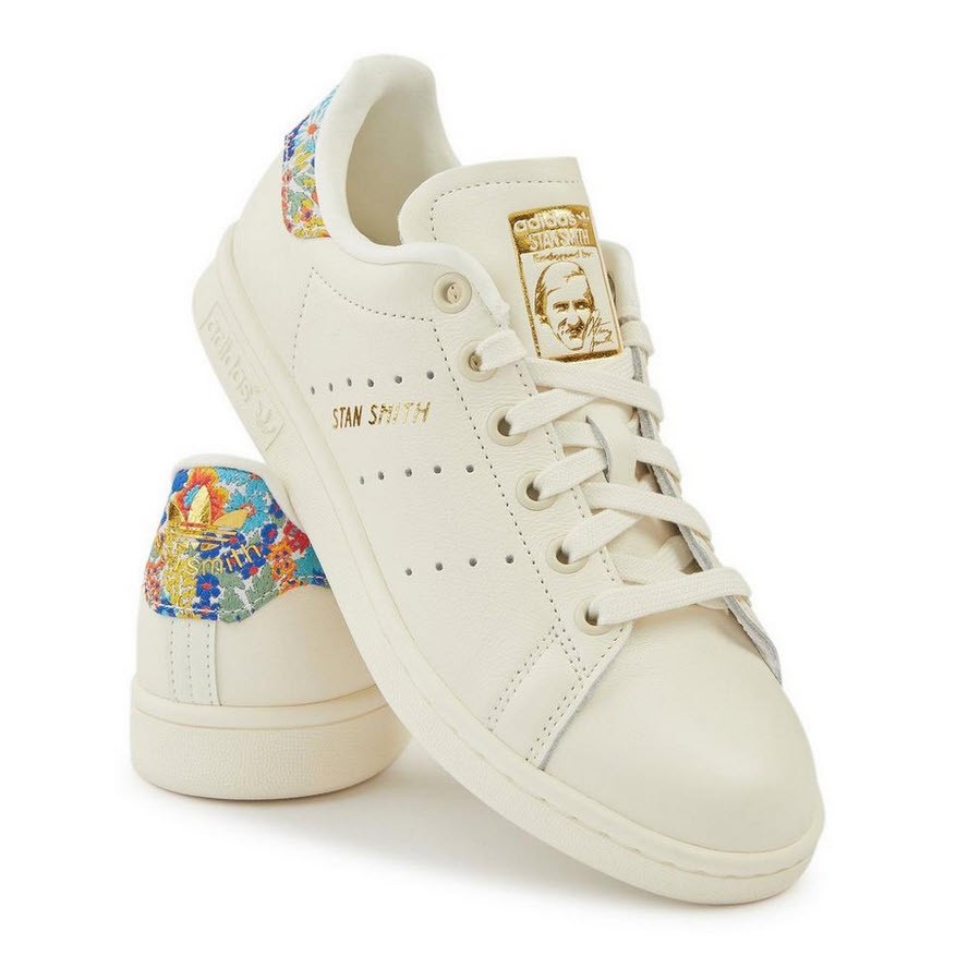 Adidas Stan Smith x Liberty London Shoes in Off White / Gold Metallic Sz 9