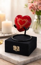 Cremation Urn for Ashes Keepsake Red Heart Urn with Box and Stand Adult Keepsake