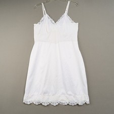 Vintage Shadowline Ivory Nylon Full Slip 38 Lace Hem Lingerie Nightgown USA