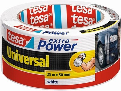 tesa extra Power Universal Gewebeband weiß 25 m x 50 mm Reparaturband Duct Tape