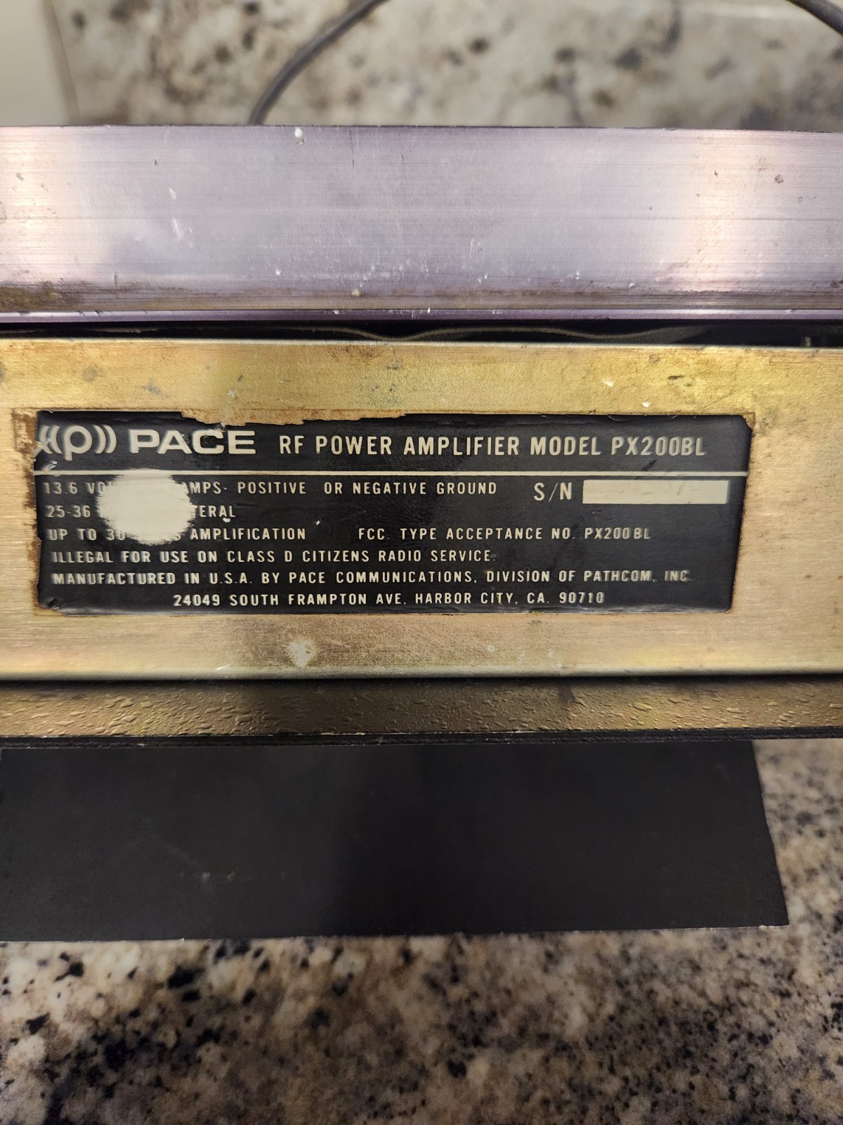 Pace Model Rng110 Rf PACE COMMUNICATIONS RF AMPLIFIER PX200BL 25MHz to 35MHz 3 Pill Linear ...