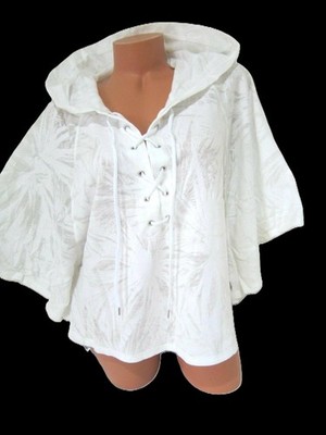 Victoria Secret SUPERMODEL BURNOUT TROPICAL PALM TREE HOODIE PONCHO XS TRAVEL