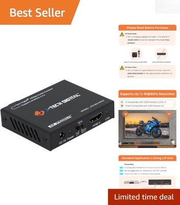 4K 60Hz HDMI Audio Extractor with 3.5MM & SPDIF Output - Sleek & Functional