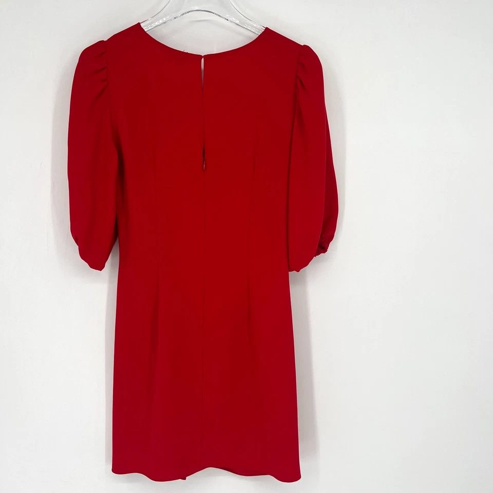 Vestido rojo Amanda Uprichard para mujer manga abullonada vacaciones Navidad festivo Foto 2 de 4