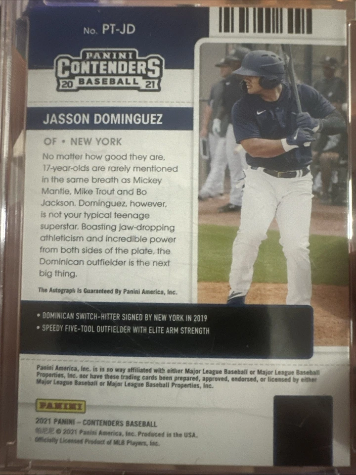 2021 Panini Contenders Prospect Ticket Jasson Dominguez Draft Ticket Blue /99 - Image 2 of 2