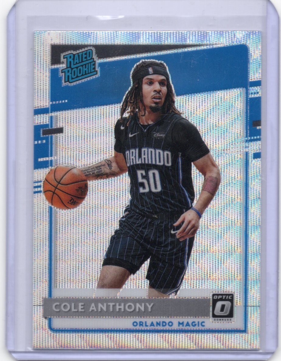2020-21 Donruss Optic Cole Anthony Rated Rookie Silver Wave Prizm Card RC #165
