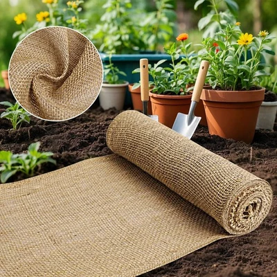 UBCGOTT Burlap Fabric - Garden Burlap Fabric Roll Natural Jute Outdoor Fabric