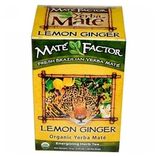 Organic Yerba Mate Tea Lemon Ginger 20 Bags