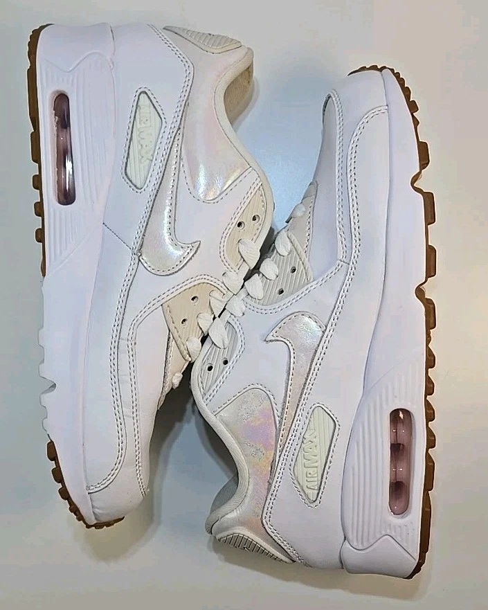 Nike  Air Max 90 Mid Chunky Sneakers White Lace Up Low 897987-101 5.5Y 7.5 WOMAN - Image 2 of 4