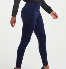 SPANX Velvet High Waist Leggings In Blue SZ L EUC