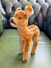 Steiff Bambi Fawn Vintage 60s Stuffed Animal Retro Plush Toy Mohair 50s D20