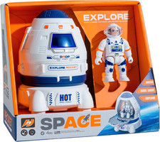 Kids Space Ship Toy with Lights and Sound, Astronaut Playset for Outer Space